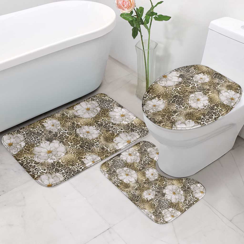 African Leopard Floral Pattern Bathroom Set Sahara Pearl