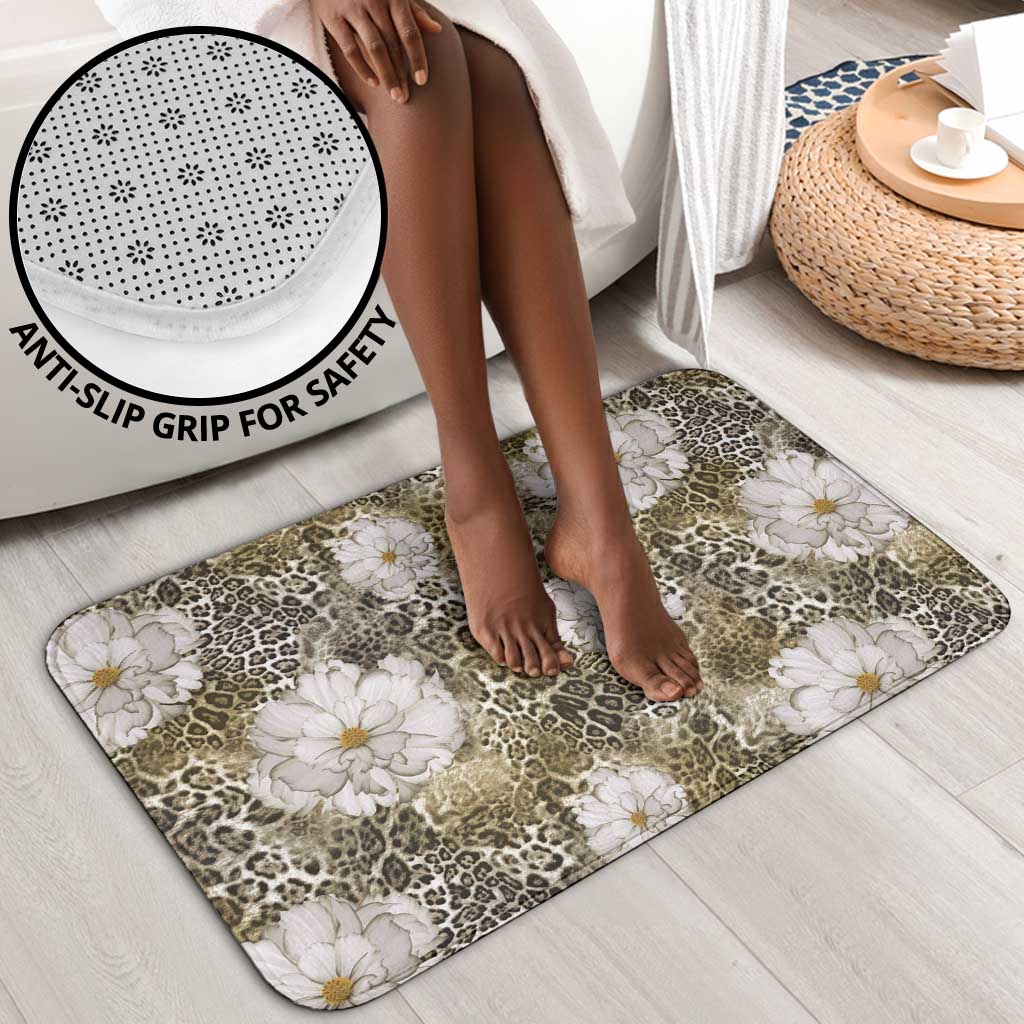 African Leopard Floral Pattern Bathroom Set Sahara Pearl