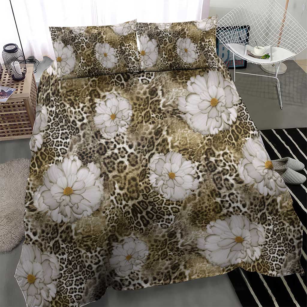 African Leopard Floral Pattern Bedding Set Sahara Pearl