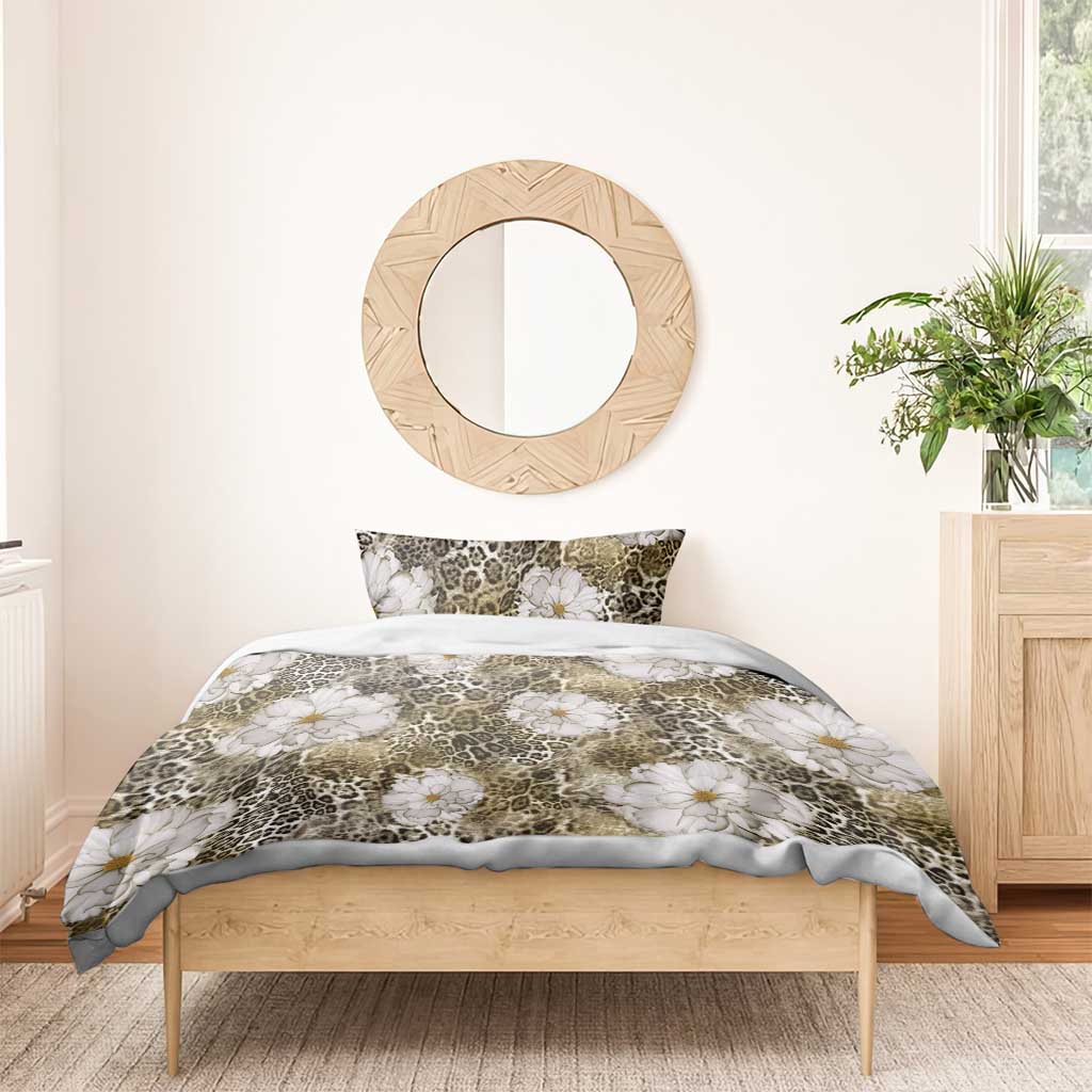 African Leopard Floral Pattern Bedding Set Sahara Pearl