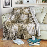 African Leopard Floral Pattern Blanket Sahara Pearl