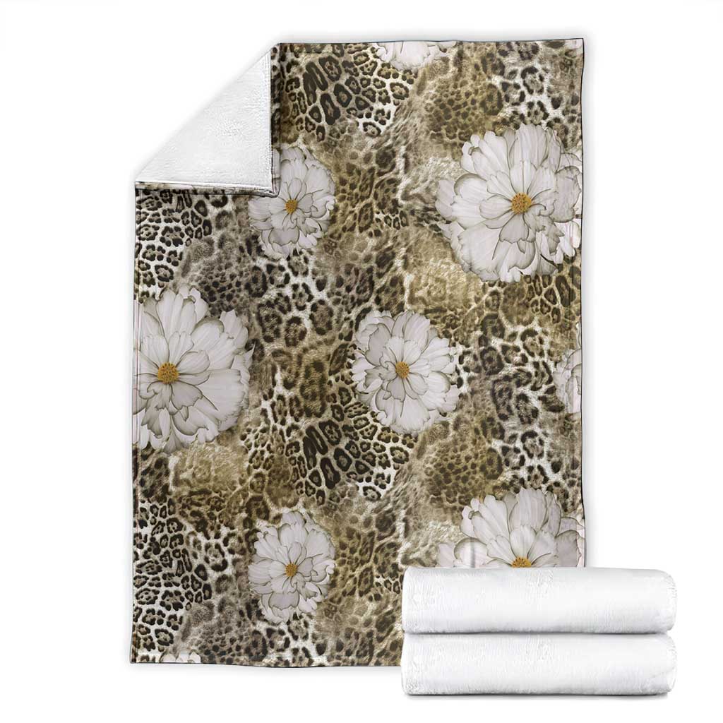 African Leopard Floral Pattern Blanket Sahara Pearl