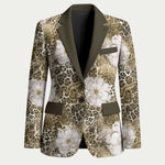 African Leopard Floral Pattern Blazer Sahara Pearl