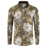 African Leopard Floral Pattern Button Sweatshirt Sahara Pearl