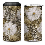 African Leopard Floral Pattern 4 in 1 Can Cooler Tumbler Sahara Pearl