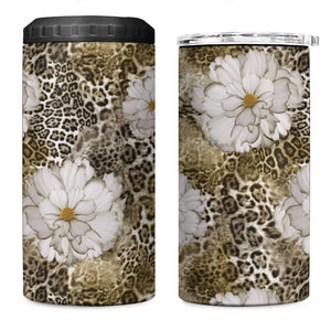 African Leopard Floral Pattern 4 in 1 Can Cooler Tumbler Sahara Pearl