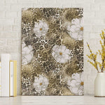 African Leopard Floral Pattern Canvas Wall Art Sahara Pearl