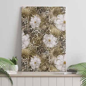 African Leopard Floral Pattern Canvas Wall Art Sahara Pearl