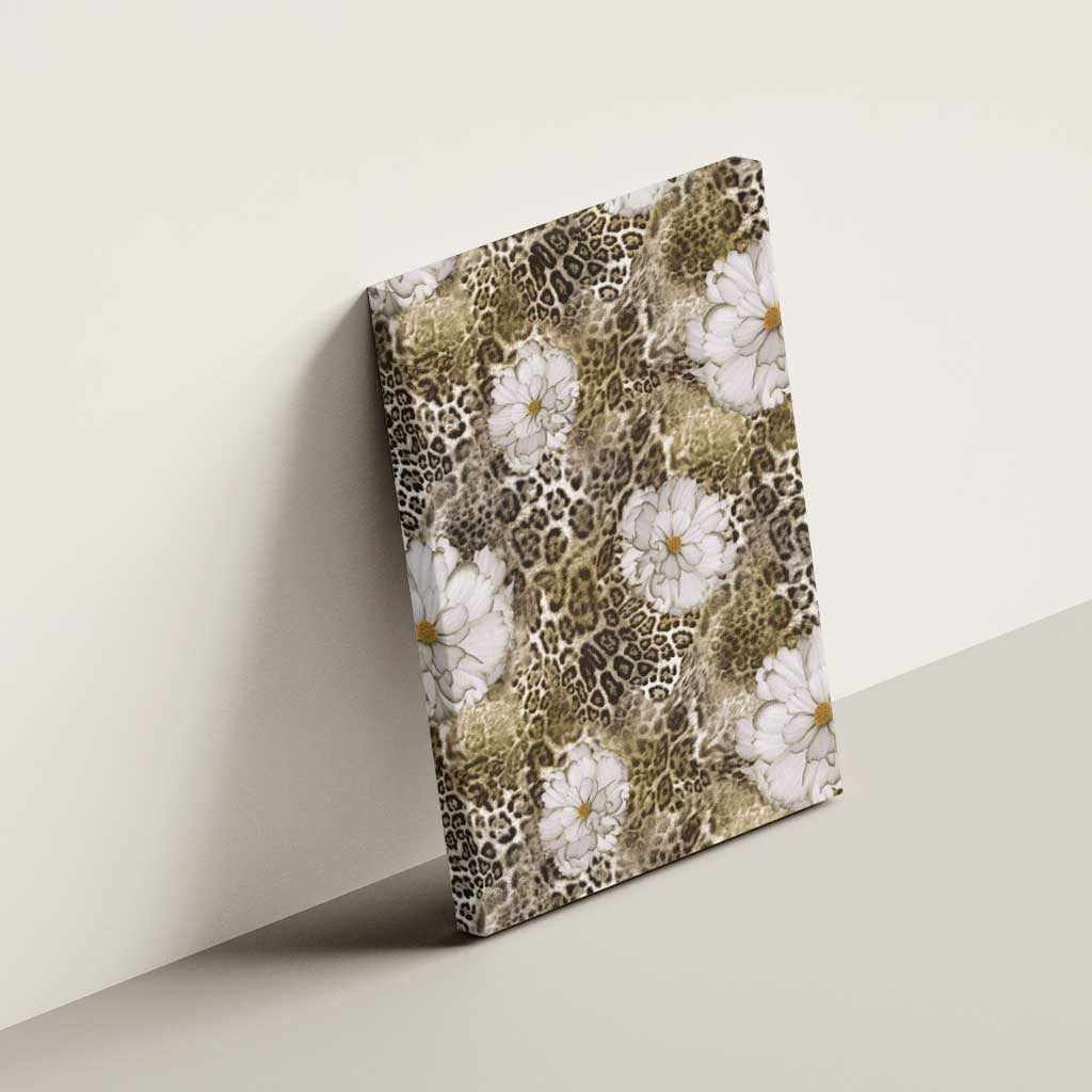 African Leopard Floral Pattern Canvas Wall Art Sahara Pearl