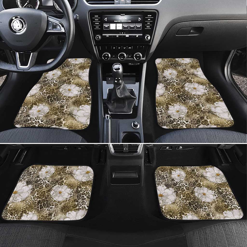 African Leopard Floral Pattern Car Mats Sahara Pearl