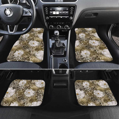 African Leopard Floral Pattern Car Mats Sahara Pearl