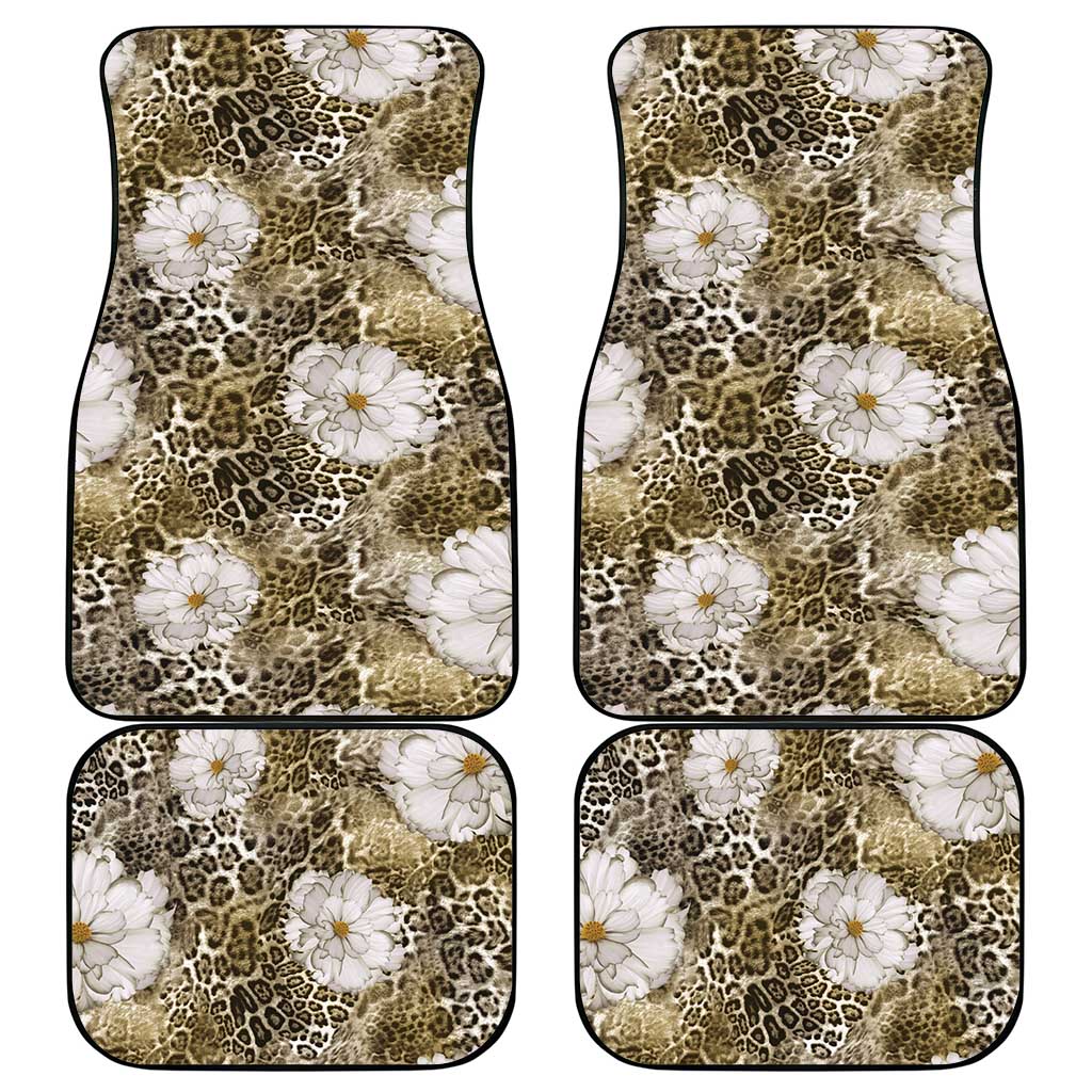 African Leopard Floral Pattern Car Mats Sahara Pearl