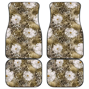 African Leopard Floral Pattern Car Mats Sahara Pearl