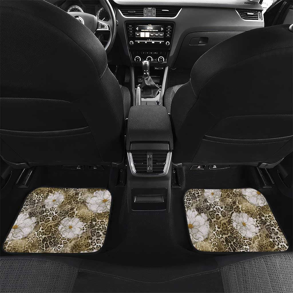 African Leopard Floral Pattern Car Mats Sahara Pearl