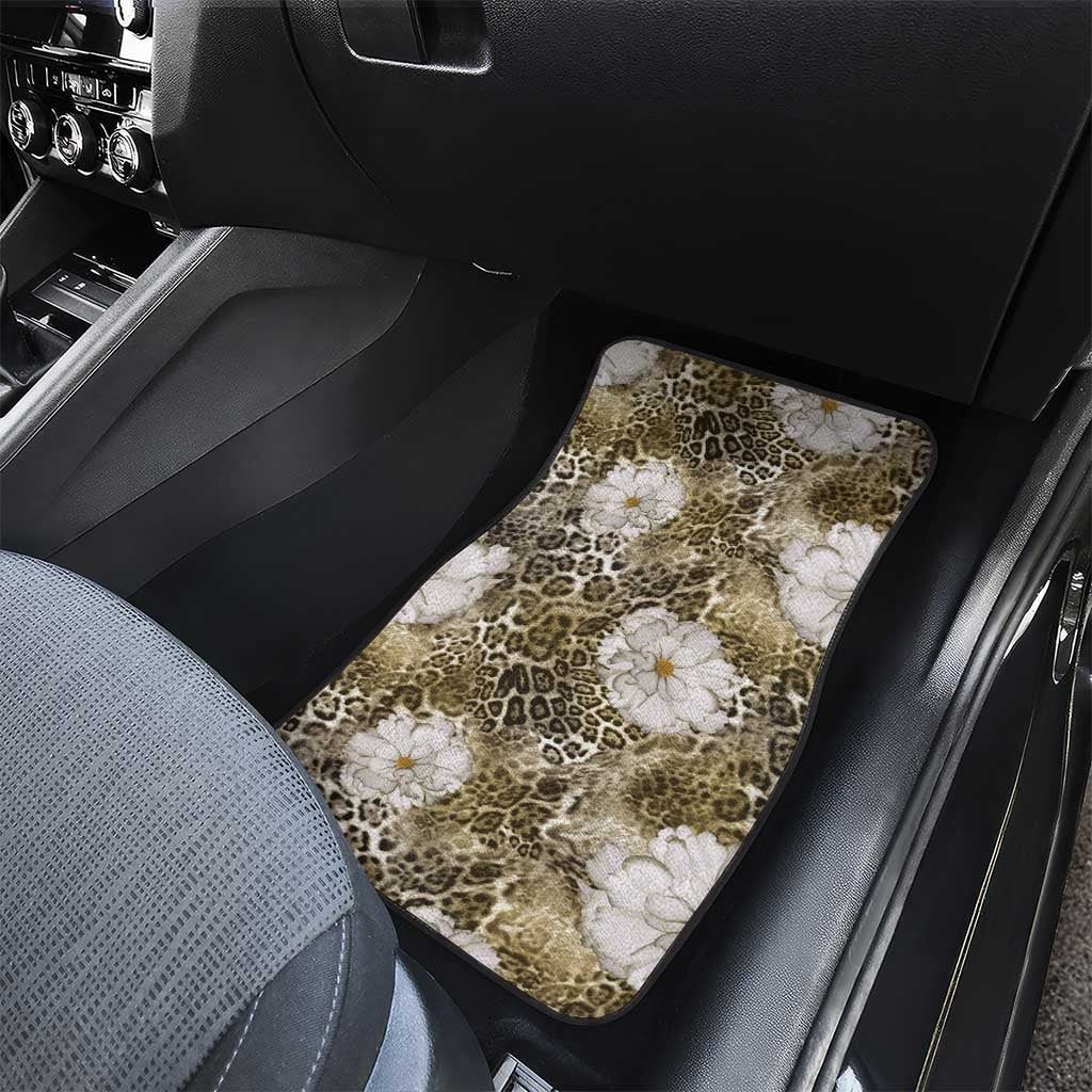 African Leopard Floral Pattern Car Mats Sahara Pearl