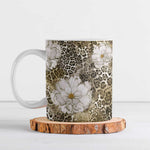 African Leopard Floral Pattern Ceramic Mug Sahara Pearl