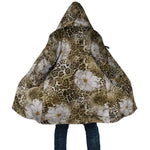 African Leopard Floral Pattern Cloak Sahara Pearl