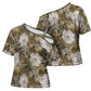 African Leopard Floral Pattern Cross Shoulder Shirt Sahara Pearl