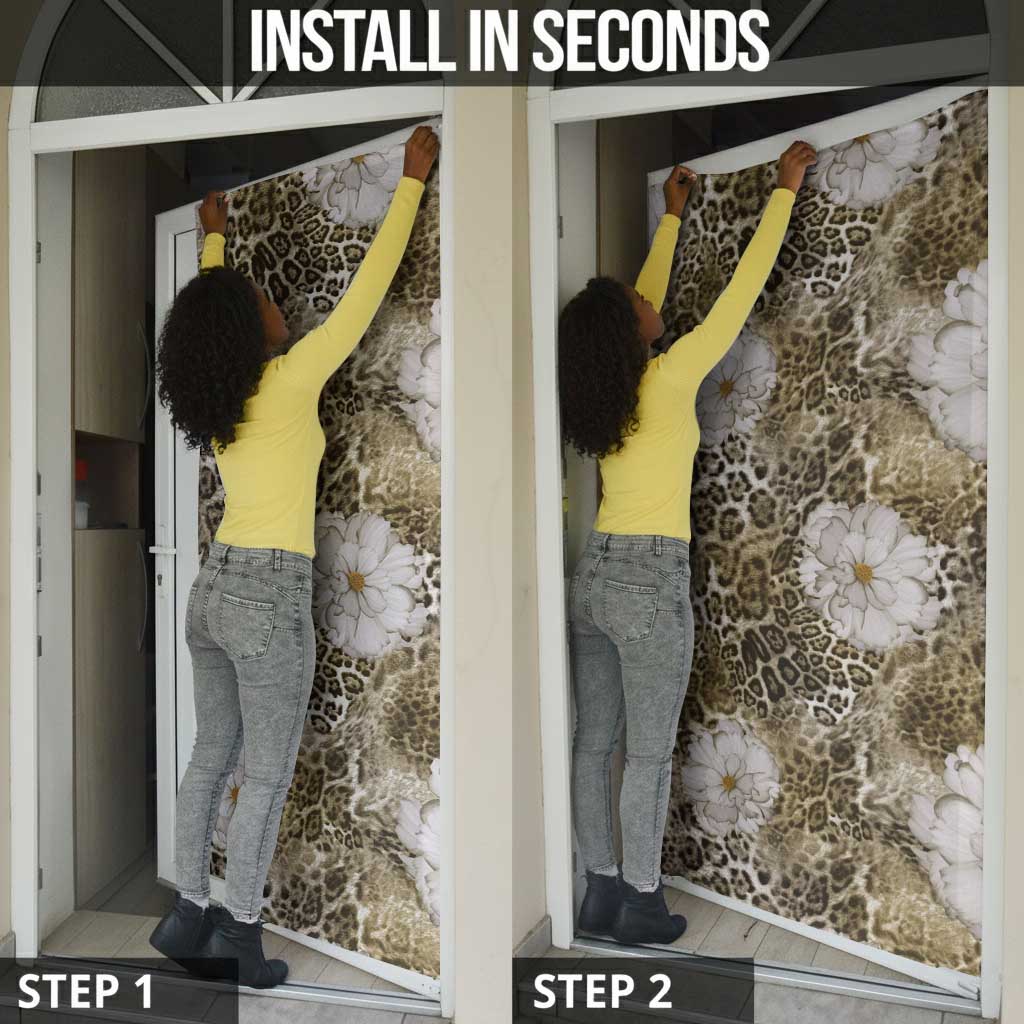 African Leopard Floral Pattern Door Cover Sahara Pearl