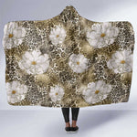 African Leopard Floral Pattern Hooded Blanket Sahara Pearl