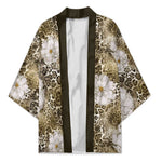 African Leopard Floral Pattern Kimono Sahara Pearl