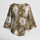 African Leopard Floral Pattern Kimono Sleeve Blouse Sahara Pearl