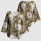 African Leopard Floral Pattern Kimono Sleeve Blouse Sahara Pearl
