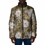 African Leopard Floral Pattern Padded Jacket Sahara Pearl