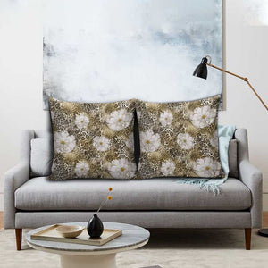 African Leopard Floral Pattern Pillow Cover Sahara Pearl