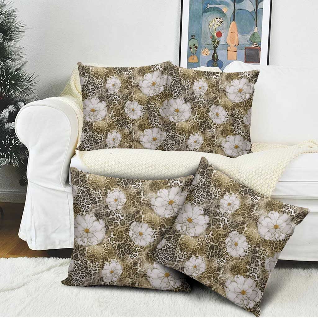 African Leopard Floral Pattern Pillow Cover Sahara Pearl