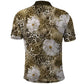 African Leopard Floral Pattern Polo Shirt Sahara Pearl