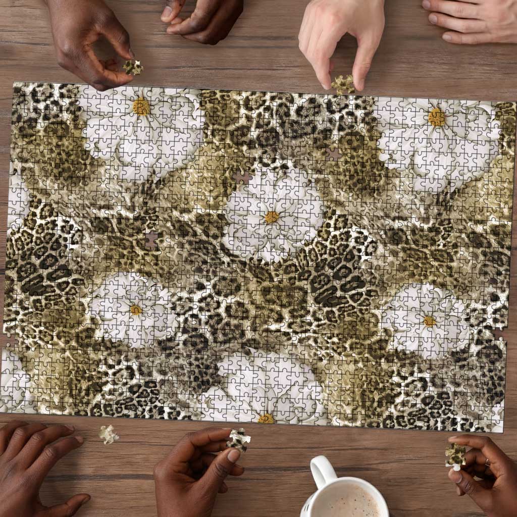 African Leopard Floral Pattern Puzzle Sahara Pearl