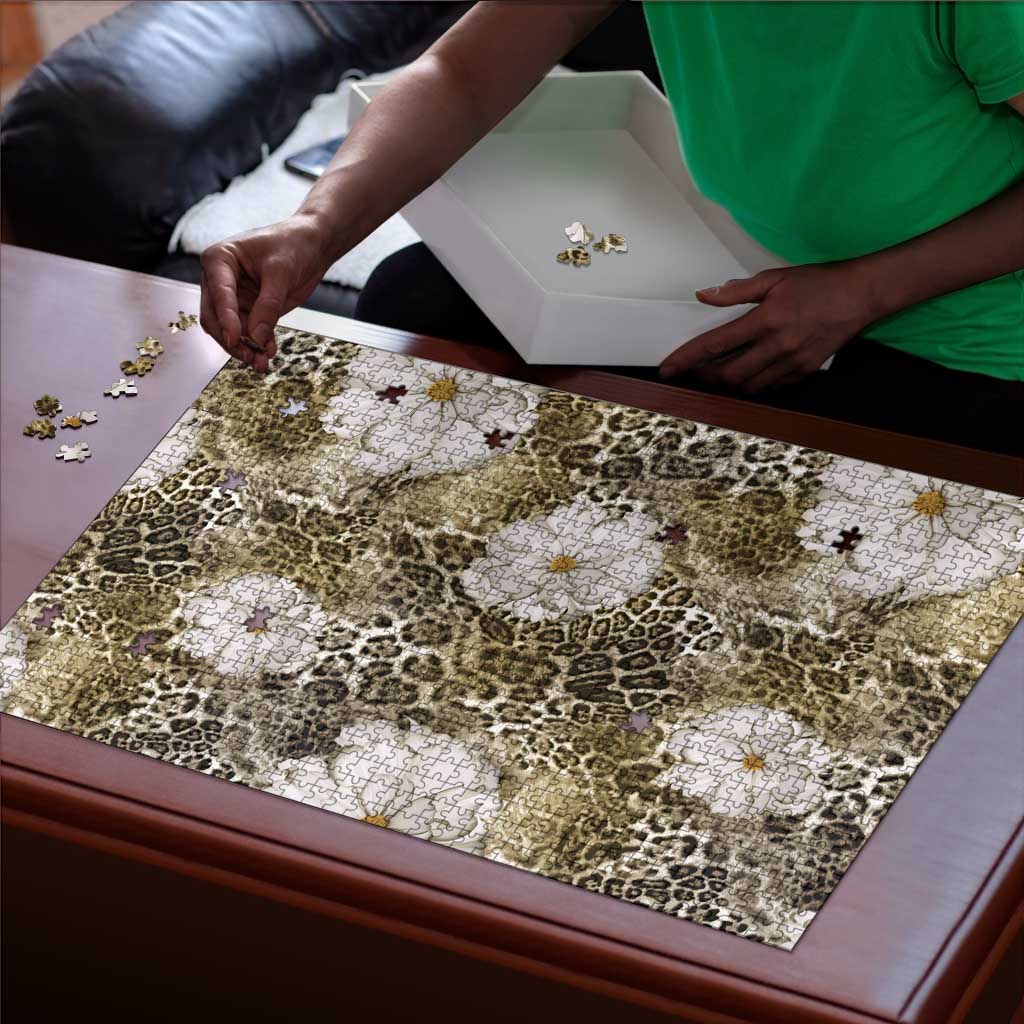 African Leopard Floral Pattern Puzzle Sahara Pearl