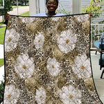 African Leopard Floral Pattern Quilt Sahara Pearl