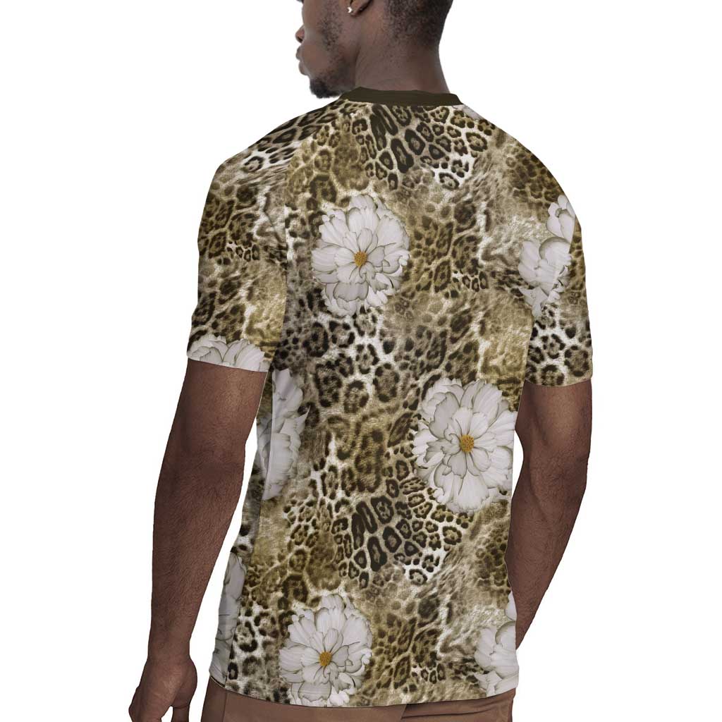 African Leopard Floral Pattern Rugby Jersey Sahara Pearl