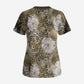 African Leopard Floral Pattern Scrub Top Sahara Pearl