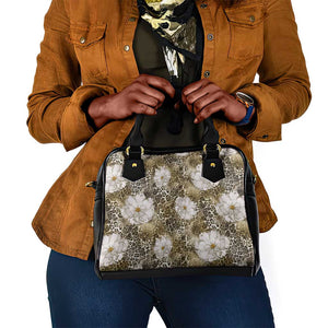 African Leopard Floral Pattern Shoulder Handbag Sahara Pearl