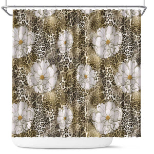 African Leopard Floral Pattern Shower Curtain Sahara Pearl