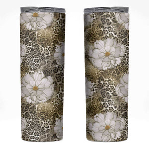 African Leopard Floral Pattern Skinny Tumbler Sahara Pearl
