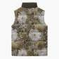 African Leopard Floral Pattern Sleeveless Puffer Jacket Sahara Pearl