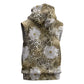 African Leopard Floral Pattern Sleeveless Zip Hoodie Sahara Pearl