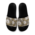 African Leopard Floral Pattern Slide Sandals Sahara Pearl
