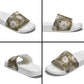 African Leopard Floral Pattern Slide Sandals Sahara Pearl