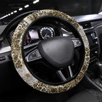 African Leopard Floral Pattern Steering Wheel Cover Sahara Pearl