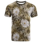 African Leopard Floral Pattern T shirt Sahara Pearl