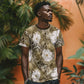 African Leopard Floral Pattern T shirt Sahara Pearl