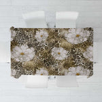 African Leopard Floral Pattern Tablecloth Sahara Pearl