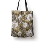 African Leopard Floral Pattern Tote Bag Sahara Pearl