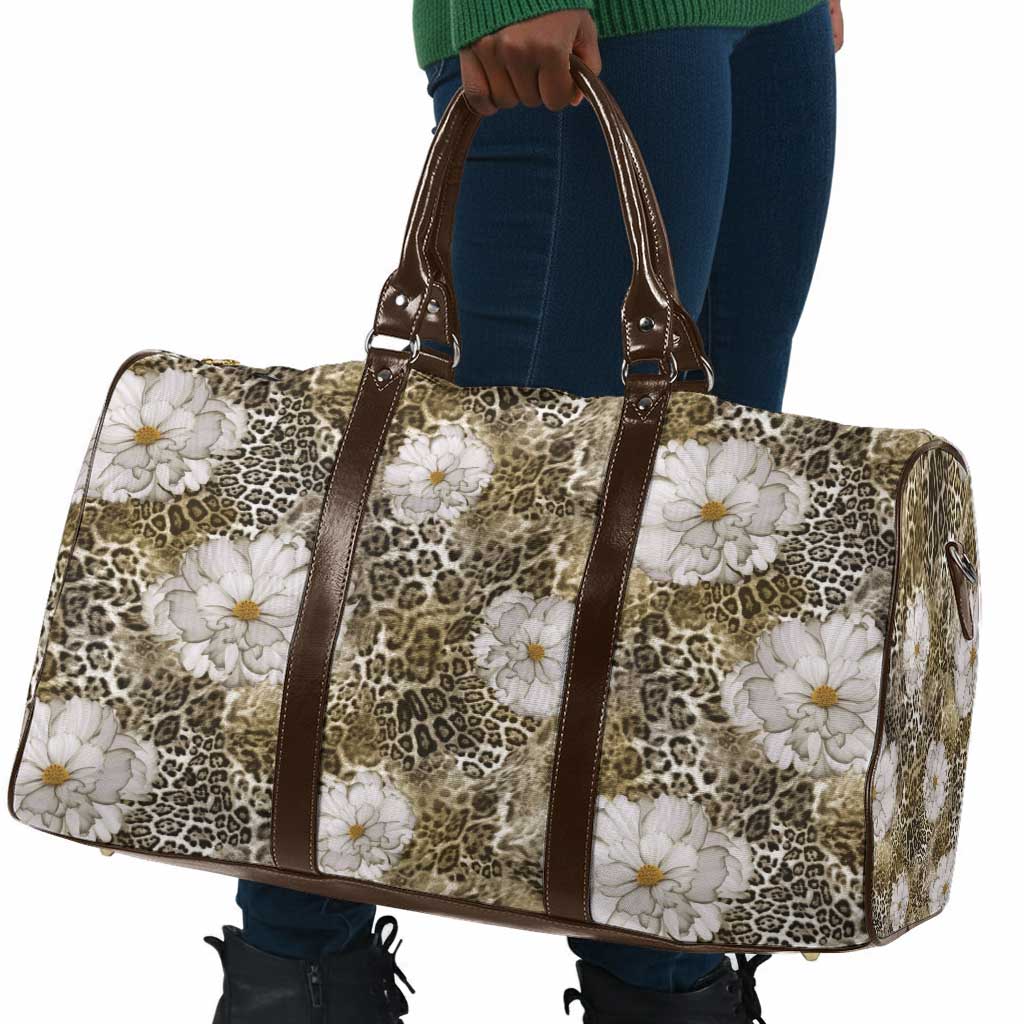 African Leopard Floral Pattern Travel Bag Sahara Pearl