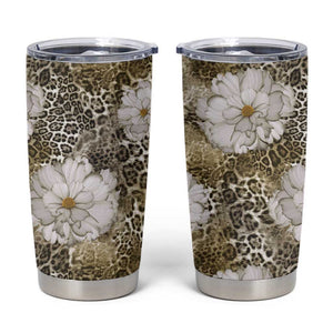African Leopard Floral Pattern Tumbler Cup Sahara Pearl